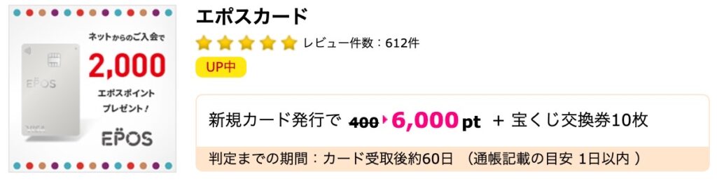 ハピタスに掲載されているエポスカードの広告